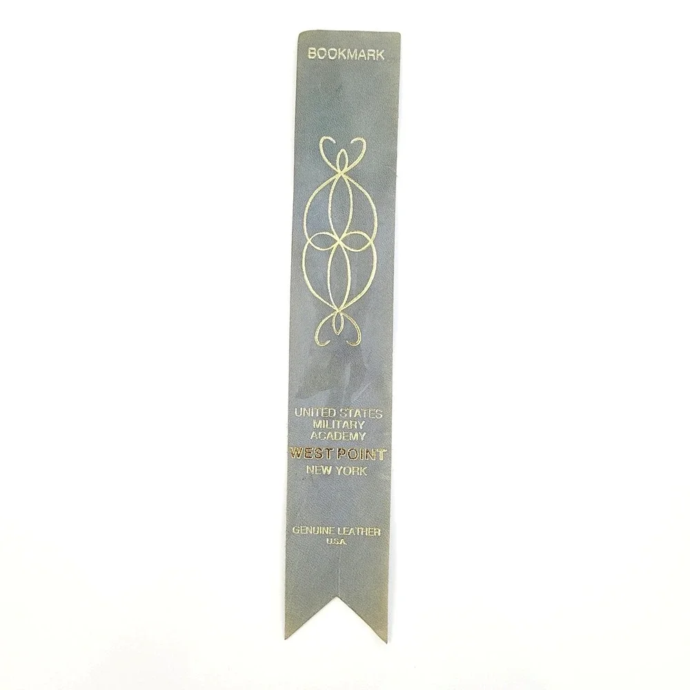 Vintage 50s Military Academy Leather Bookmark West Point New York USA 1950s gray